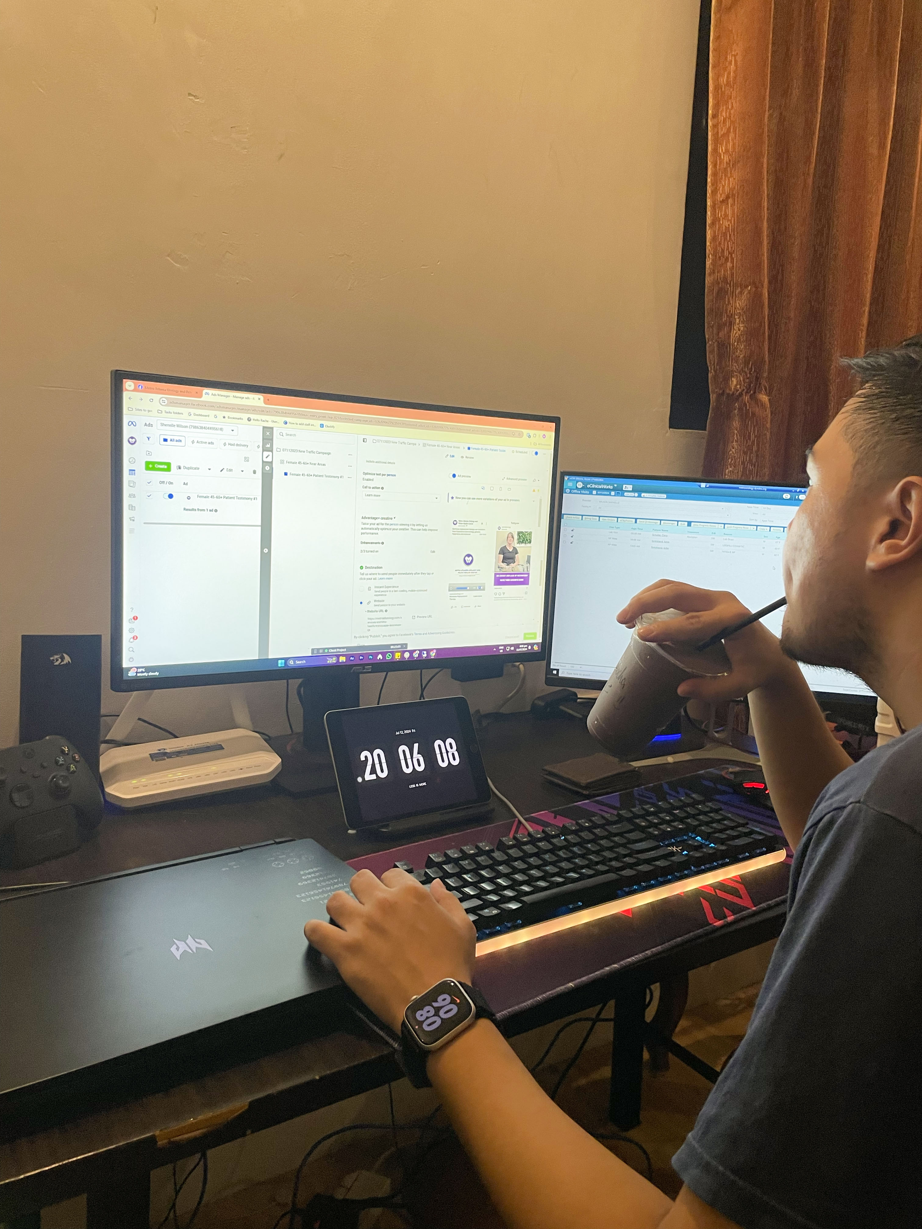 Kevin at his editing desk